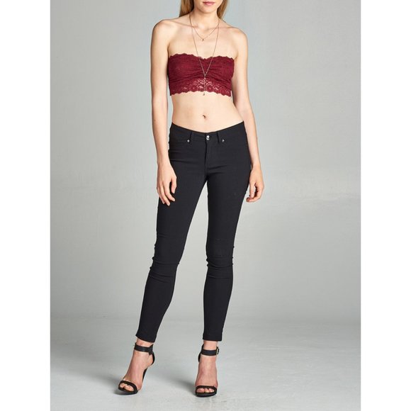 Burgundy Strappy Back Lace Bralette {Active USA} - Picture 5 of 5